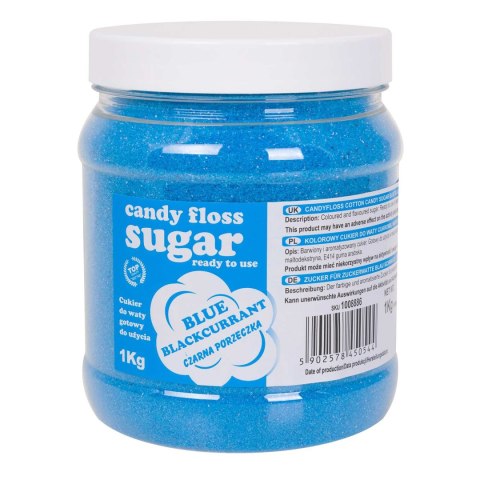Kolorowy cukier do waty cukrowej niebieski o smaku czarnej porzeczki 1kg Kolorowy cukier do waty cukrowej niebieski o smaku czarnej porzeczki 1kg