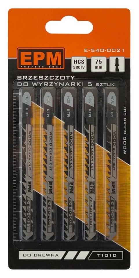 BRZESZCZOT DO WYRZYNARKI 100MM 6TPI DREWNO T101D 5 SZTUK EPM BRZESZCZOT DO WYRZYNARKI 100MM 6TPI DREWNO T101D 5 SZTUK EPM