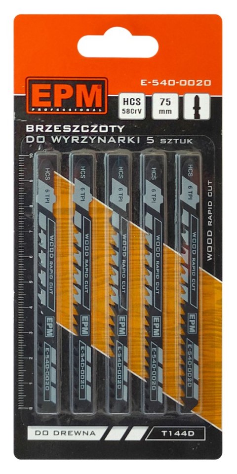 BRZESZCZOT DO WYRZYNARKI 100MM 6TPI DREWNO T144D 5 SZTUK EPM BRZESZCZOT DO WYRZYNARKI 100MM 6TPI DREWNO T144D 5 SZTUK EPM