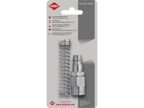 OKUCIE WĘŻA SPIRALNEGO 12*8 WTYK ZE SPRĘŻYNĄ AIRPRESS OKUCIE WĘŻA SPIRALNEGO 12*8 WTYK ZE SPRĘŻYNĄ AIRPRESS