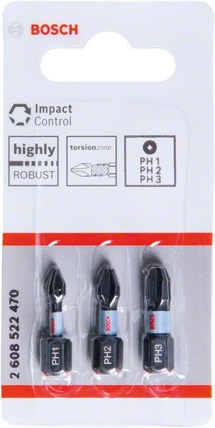 ZESTAW BITÓW IMPACT 25MM PH1,PH2,PH3, BOSCH ZESTAW BITÓW IMPACT 25MM PH1,PH2,PH3, BOSCH