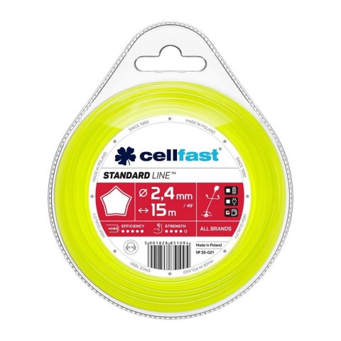 ŻYŁKA DO WYKASZARKI GWIAZDKA 2.4MM 15M CELL-FAST ŻYŁKA DO WYKASZARKI GWIAZDKA 2.4MM 15M CELL-FAST