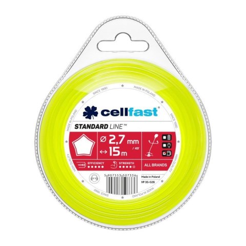 ŻYŁKA DO WYKASZARKI GWIAZDKA 2.7MM 15M CELL-FAST ŻYŁKA DO WYKASZARKI GWIAZDKA 2.7MM 15M CELL-FAST