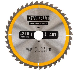 PIŁA TARCZOWA DO DREWNA 216/30MM, 40 ZĘBÓW DEWALT
