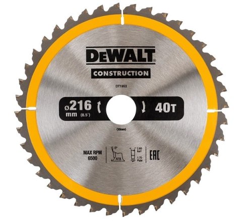 PIŁA TARCZOWA DO DREWNA 216/30MM, 40 ZĘBÓW DEWALT PIŁA TARCZOWA DO DREWNA 216/30MM, 40 ZĘBÓW DEWALT