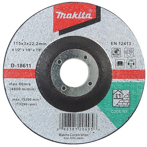 TARCZA SZLIFIERSKA DO BETONU 115*3 MM C30S MAKITA TARCZA SZLIFIERSKA DO BETONU 115*3 MM C30S MAKITA