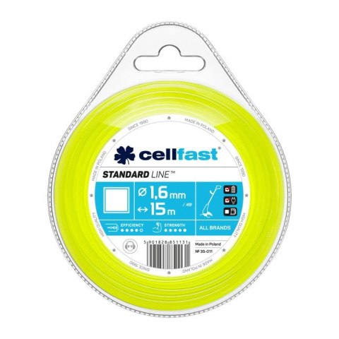 ŻYŁKA DO WYKASZARKI KWADRAT 1.6 MM 15M CELL-FAST ŻYŁKA DO WYKASZARKI KWADRAT 1.6 MM 15M CELL-FAST