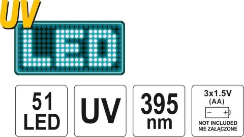 ZESTAW LATARKA UV 51 LED I OKULARY YATO ZESTAW LATARKA UV 51 LED I OKULARY YATO