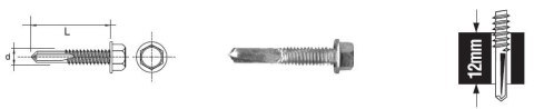 WKRĘT SAMOWIERTNY Z ŁBEM SZEŚCIOKĄTNYM 5.5*38MM 12MM UN WKRĘT SAMOWIERTNY Z ŁBEM SZEŚCIOKĄTNYM 5.5*38MM 12MM UN