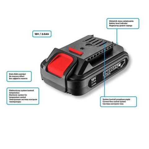 AKUMULATOR ENERGY+ 18V LI-ION 2.0AH GRAPHITE AKUMULATOR ENERGY+ 18V LI-ION 2.0AH GRAPHITE