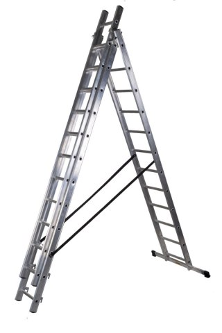 DRABINA ALUMINIOWA 3-ELEMENTOWA 714CM 12+12+12 SZCZEBLI BRAKET