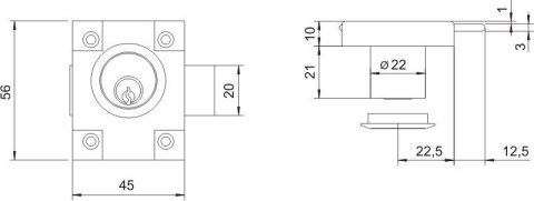 ZAMEK MEBLOWY ZMB-1 NIKLOWANY LOB ZAMEK MEBLOWY ZMB-1 NIKLOWANY LOB