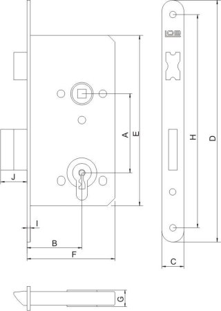 ZAMEK WPUSZCZANY LOB 90MM NA WKŁADKĘ ŻÓŁTY LOB