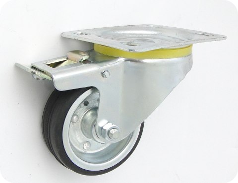 KOŁO METAL-GUMA 80MM OBUDOWA SKRĘTNA+HAMULEC 6H UN KOŁO METAL-GUMA 80MM OBUDOWA SKRĘTNA+HAMULEC 6H UN