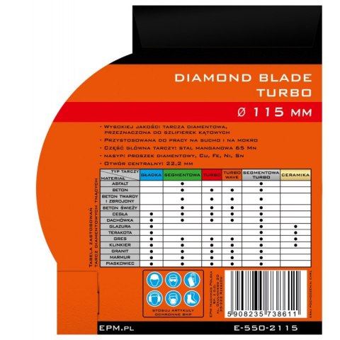 TARCZA DIAMENTOWA TURBO 230MM EPM TARCZA DIAMENTOWA TURBO 230MM EPM