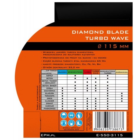 TARCZA DIAMENTOWA TURBO WAVE 115MM EPM TARCZA DIAMENTOWA TURBO WAVE 115MM EPM