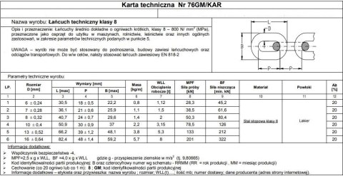 ŁAŃCUCH TECHNICZNY CZARNY 8MM G8 WLL 2T UN ŁAŃCUCH TECHNICZNY CZARNY 8MM G8 WLL 2T UN