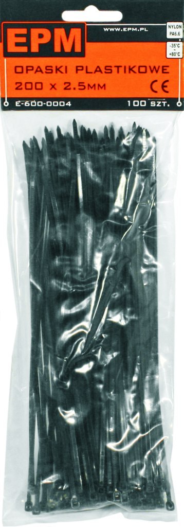 OPASKI PLASTIKOWE PA6.6 100SZT. CZARNE 430*4.8 EPM OPASKI PLASTIKOWE PA6.6 100SZT. CZARNE 430*4.8 EPM