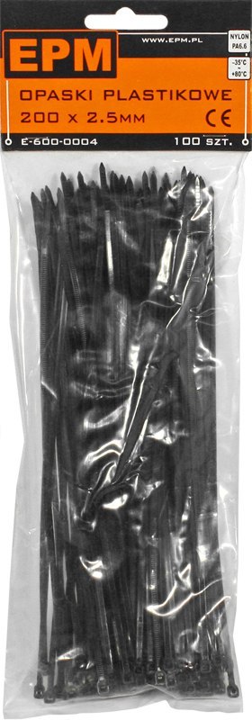 OPASKI PLASTIKOWE PA6.6 100SZT. CZARNE 430*4.8 EPM OPASKI PLASTIKOWE PA6.6 100SZT. CZARNE 430*4.8 EPM