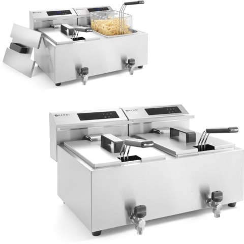 Frytownica frytkownica z panelem cyfrowym Mastercook z kranem 2x8L 2x3500W Frytownica frytkownica z panelem cyfrowym Mastercook z kranem 2x8L 2x3500W