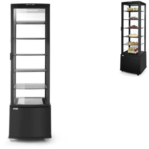 Witryna chłodnicza cukiernicza na kółkach 5 półek 280L LED - czarna Witryna chłodnicza cukiernicza na kółkach 5 półek 280L LED - czarna