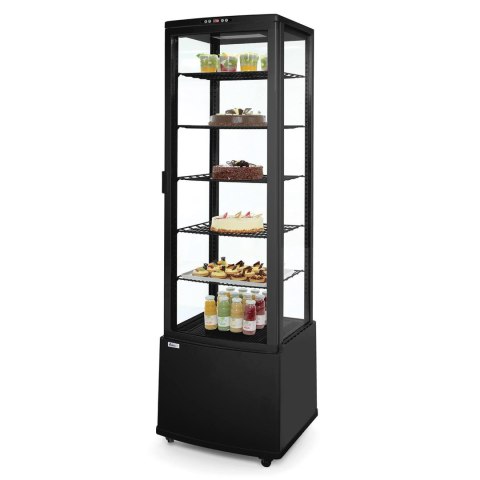 Witryna chłodnicza cukiernicza na kółkach 5 półek 280L LED - czarna Witryna chłodnicza cukiernicza na kółkach 5 półek 280L LED - czarna