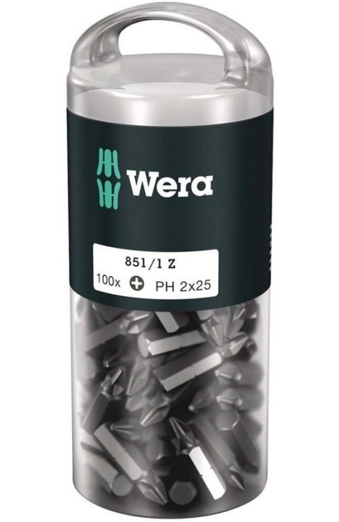 BIT, GROT KRZYŻOWY PH2 X 25 MM, 855/1 100SZT. WERA BIT, GROT KRZYŻOWY PH2 X 25 MM, 855/1 100SZT. WERA