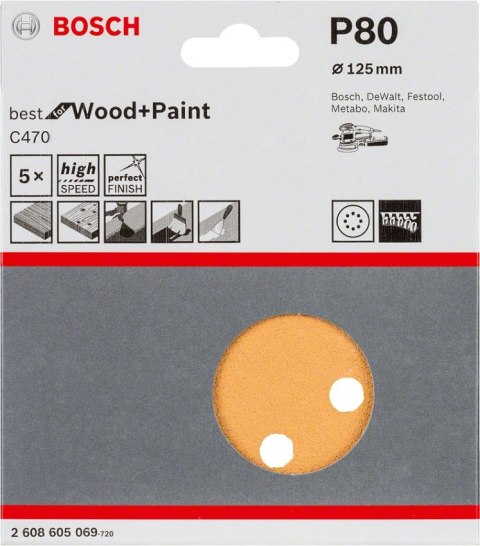 KRĄŻEK ŚCIERNY RW D125 G80 5PC. BOSCH KRĄŻEK ŚCIERNY RW D125 G80 5PC. BOSCH