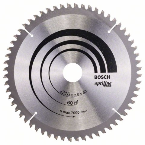 PIŁA TARCZOWA-T OPTILINE WOOD 216*2,0*30/Z60 BOSCH PIŁA TARCZOWA-T OPTILINE WOOD 216*2,0*30/Z60 BOSCH