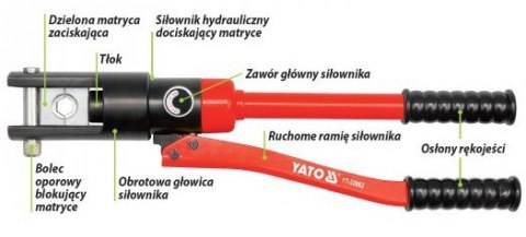 PRASKA HYDRAULICZNA, RĘCZNA DO ZACISKANIA KOŃCÓWEK 16*300MM2 YATO PRASKA HYDRAULICZNA, RĘCZNA DO ZACISKANIA KOŃCÓWEK 16*300MM2 YATO