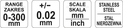 SUWMIARKA 300MM DOKŁADNOŚĆ 0,02 / 0,001'MM YATO SUWMIARKA 300MM DOKŁADNOŚĆ 0,02 / 0,001'MM YATO