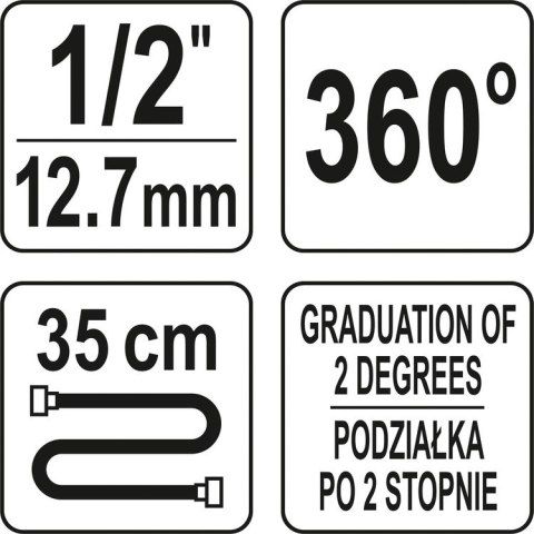 KĄTOMIERZ Z UCHWYTEM MAGNETYCZNYM DO KLUCZA DYNAMOM. 1/2'' YATO KĄTOMIERZ Z UCHWYTEM MAGNETYCZNYM DO KLUCZA DYNAMOM. 1/2'' YATO