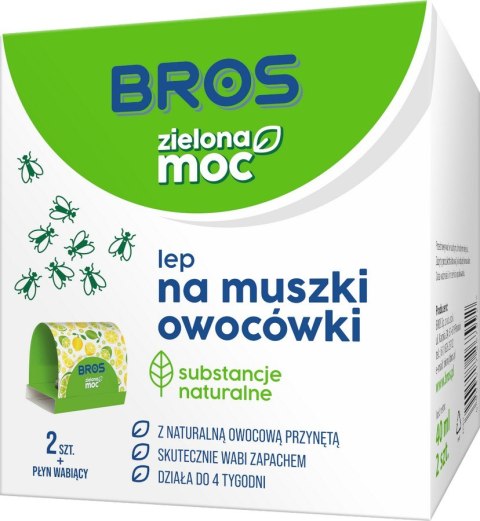 ZIELONA MOC LEP NA MUSZKI OWOCÓWKI 2 SZT BROS ZIELONA MOC LEP NA MUSZKI OWOCÓWKI 2 SZT BROS