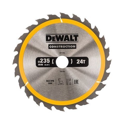 PIŁA TARCZOWA DO DREWNA 235/30MM, 24 ZĘBY DEWALT PIŁA TARCZOWA DO DREWNA 235/30MM, 24 ZĘBY DEWALT