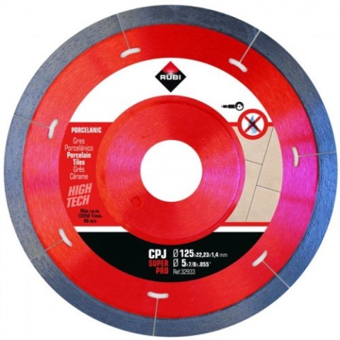 TARCZA DIAMENTOWA DO GRESU PORCELANOWEGO CPJ 125 SUPERPRO RUBI TARCZA DIAMENTOWA DO GRESU PORCELANOWEGO CPJ 125 SUPERPRO RUBI