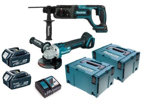 ZESTAW COMBO LI-LON 18V DGA504+DHR241 2*5.0AH MAKPAC MAKITA