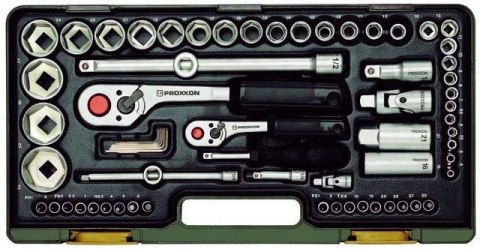 ZESTAW KLUCZY Z GRZECHOTKAMI 1/2'' 1/4'' 56 CZĘŚCI PROXXON ZESTAW KLUCZY Z GRZECHOTKAMI 1/2'' 1/4'' 56 CZĘŚCI PROXXON