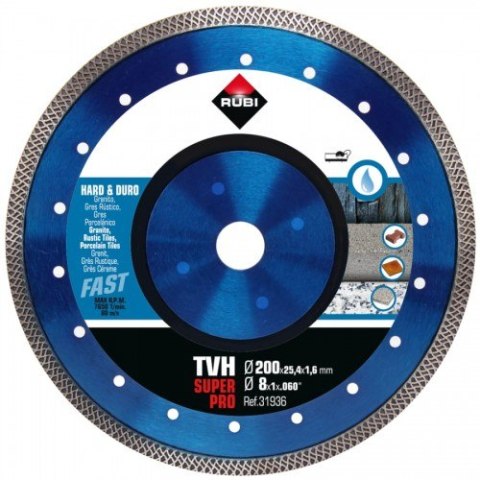 TARCZA DIAMENTOWA DO MATERIAŁÓW TWARDYCH TVH 200MM SUPERPRO RUBI TARCZA DIAMENTOWA DO MATERIAŁÓW TWARDYCH TVH 200MM SUPERPRO RUBI