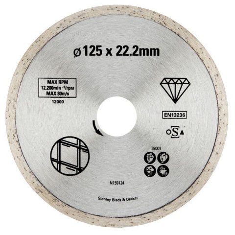 TARCZA DIAMENTOWA PEŁNA 125MM STANLEY TARCZA DIAMENTOWA PEŁNA 125MM STANLEY