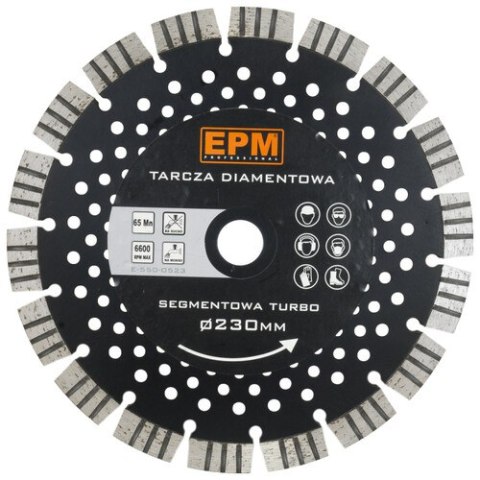 TARCZA DIAMENTOWA SEGMENTOWA TURBO Z OTWORAMI CHŁODZĄ. 230MM EPM TARCZA DIAMENTOWA SEGMENTOWA TURBO Z OTWORAMI CHŁODZĄ. 230MM EPM