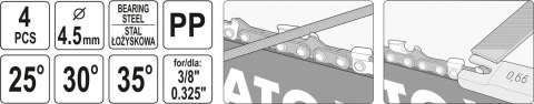 ZESTAW DO OSTRZENIA ŁAŃCUCHA 4.5MM 4SZT YATO ZESTAW DO OSTRZENIA ŁAŃCUCHA 4.5MM 4SZT YATO