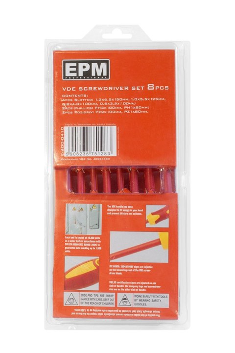 ZESTAW WKRĘTAKÓW IZOLOWANYCH VDE 8 SZTUK EPM ZESTAW WKRĘTAKÓW IZOLOWANYCH VDE 8 SZTUK EPM