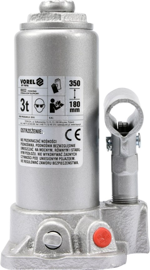 PODNOŚNIK HYDRAULICZNY SŁUPKOWY 3T VOREL PODNOŚNIK HYDRAULICZNY SŁUPKOWY 3T VOREL
