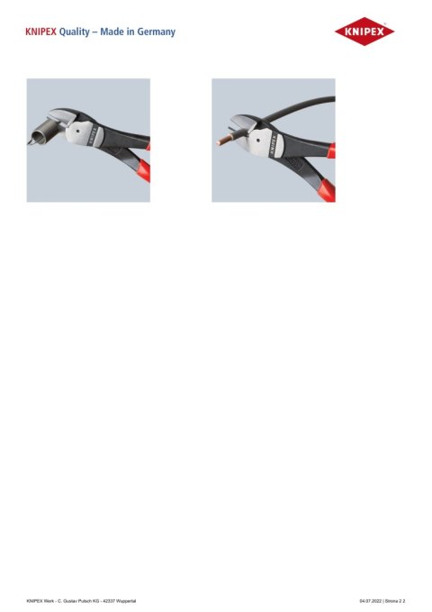 SZCZYPCE TNĄCE BOCZNE O ZWIĘKSZONYM PRZEŁOŻENIU 250MM KNIPEX SZCZYPCE TNĄCE BOCZNE O ZWIĘKSZONYM PRZEŁOŻENIU 250MM KNIPEX