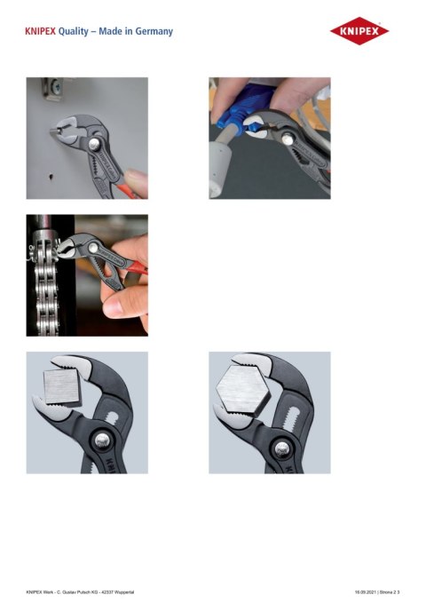 SZCZYPCE DO RUR COBRA 125MM KNIPEX SZCZYPCE DO RUR COBRA 125MM KNIPEX