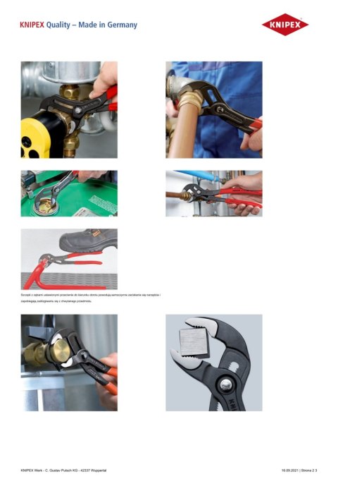 SZCZYPCE DO RUR COBRA 250MM KNIPEX SZCZYPCE DO RUR COBRA 250MM KNIPEX
