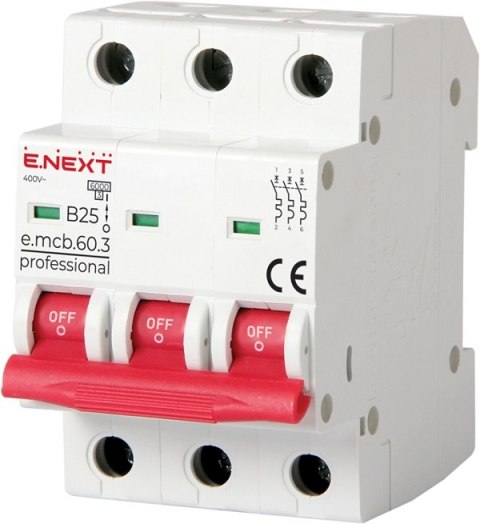 WYŁĄCZNIK NADPRĄDOWY MCB.PRO60 3P B25A 6KA ENEXT WYŁĄCZNIK NADPRĄDOWY MCB.PRO60 3P B25A 6KA ENEXT