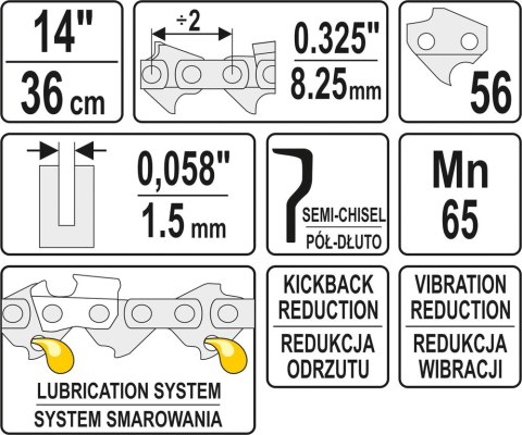 ŁAŃCUCH TNĄCY DO PILARKI 13'' .325 1.5MM 56Z YATO ŁAŃCUCH TNĄCY DO PILARKI 13'' .325 1.5MM 56Z YATO