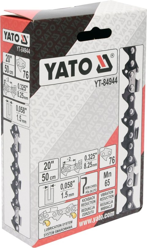 ŁAŃCUCH TNĄCY DO PILARKI 20'' .325 1.5MM 76Z YATO ŁAŃCUCH TNĄCY DO PILARKI 20'' .325 1.5MM 76Z YATO