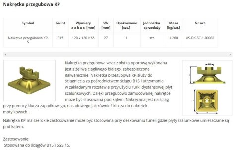 NAKRĘTKA PRZEGUBOWA KP-S B15 UN NAKRĘTKA PRZEGUBOWA KP-S B15 UN